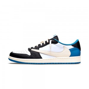 Nike Fragment Design x Travis Scott x Air Jordan 1 Retro Low DM7866-140 Blue/White/Black | 60PUIVDRQ