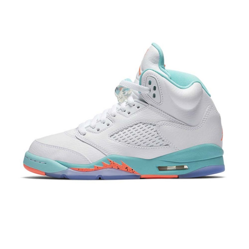 Nike Air Jordan 5 GS “Light Aqua” 440892-100 White/Crimson Pulse-light Aqua | 74UPSLVYD